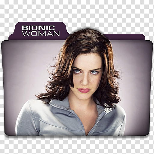 TV Series Folder Icons , bw, Bionic Woman-themed folder transparent background PNG clipart