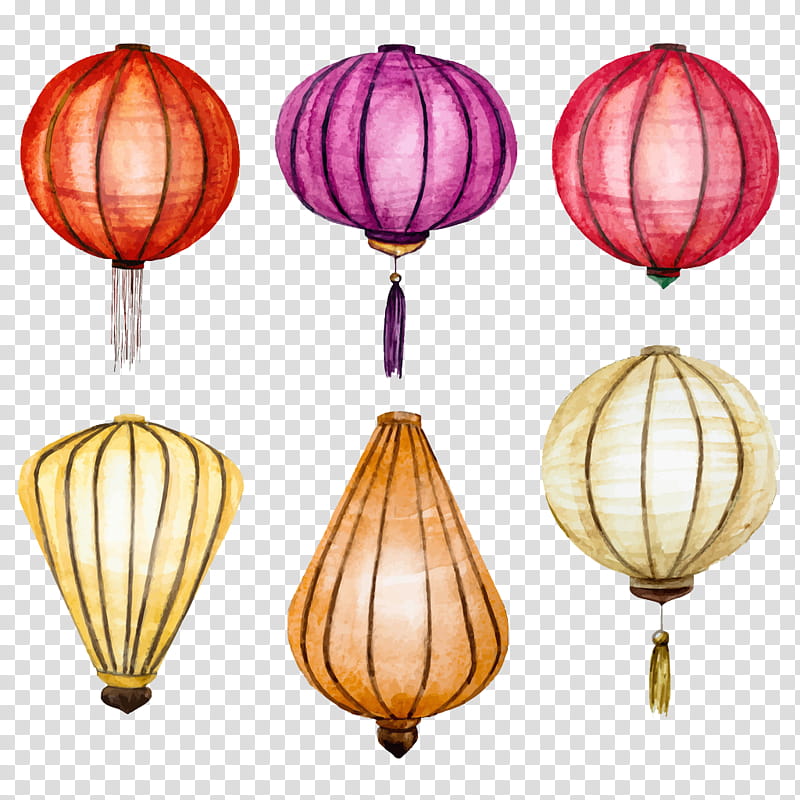 assorted-color paper lanterns transparent background PNG clipart