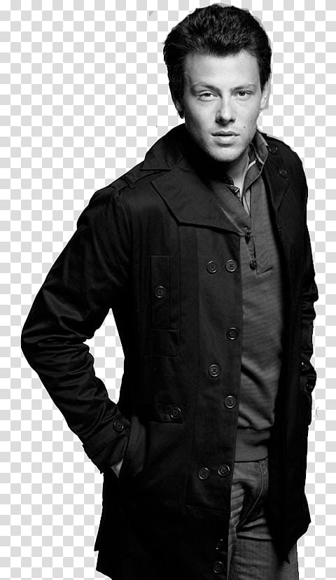 Cory Monteith, man wearing double-breasted coat transparent background PNG clipart