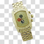 some icons, blinkwath, rectangular gold-colored chronograph watch with link bracelet transparent background PNG clipart
