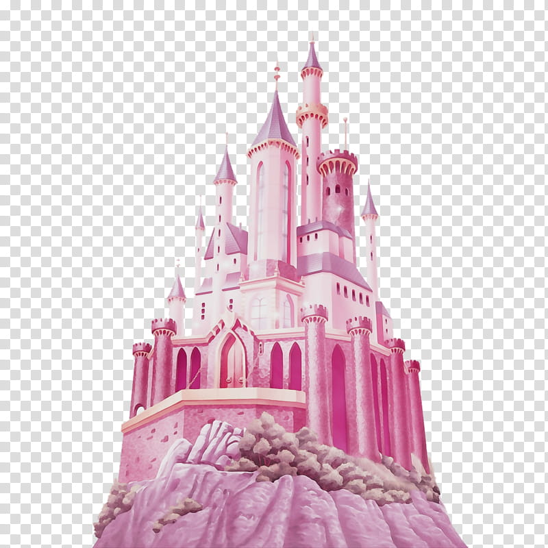 pink landmark castle spire architecture, Watercolor, Paint, Wet Ink, Magenta, Steeple, Building, Recreation transparent background PNG clipart