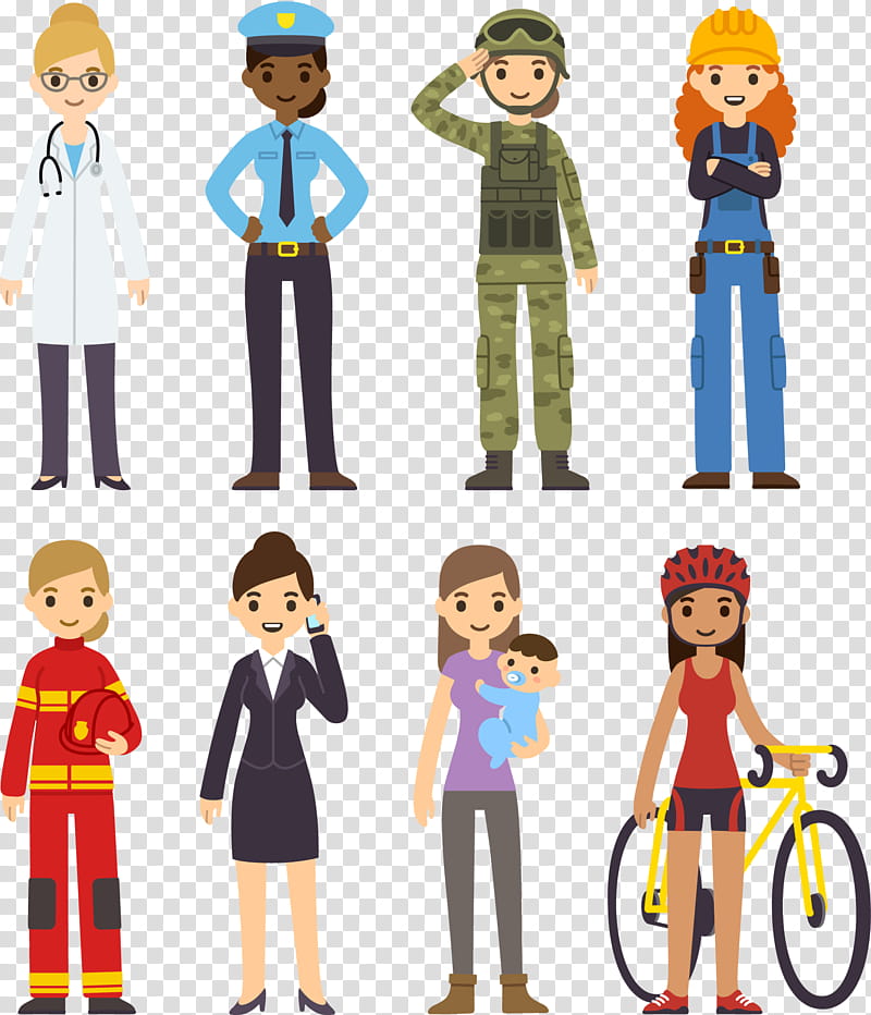 Boy, Profession, Job, Woman, Clothing, Cartoon, Standing, Child transparent background PNG clipart