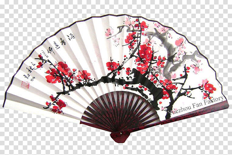 , white and red floral hand fan art transparent background PNG clipart