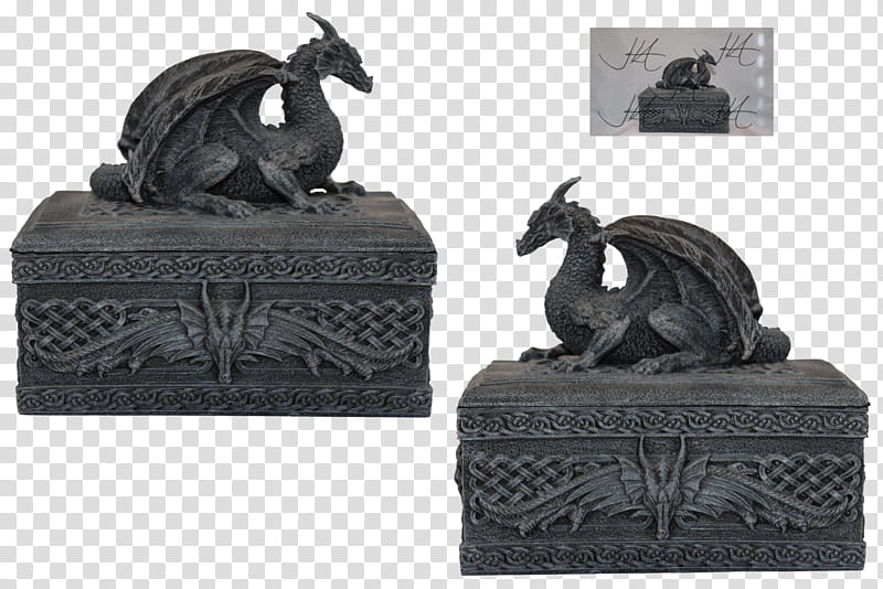 Dragon Box Side updated, two black dragon trinket boxes transparent background PNG clipart