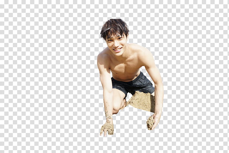 Kai EXO, man playing sand transparent background PNG clipart