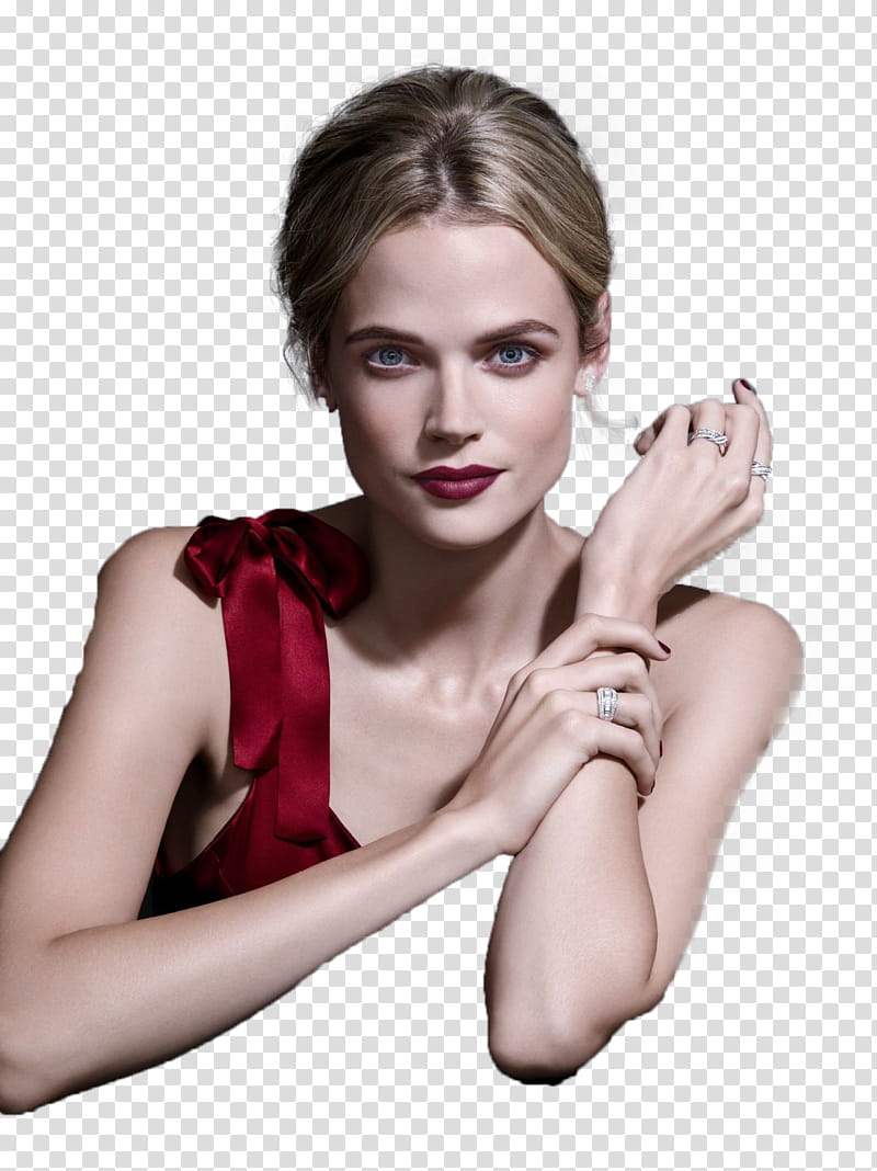 GABRIELLA WILDE, woman in red sleeveless top transparent background PNG clipart