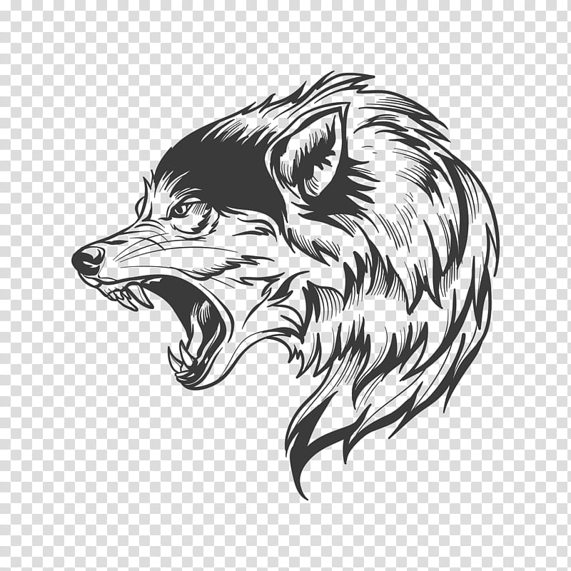 Wolf Drawing, Tattoo, Poster, Werewolf, Line Art, Head, Snout, Wildlife transparent background PNG clipart