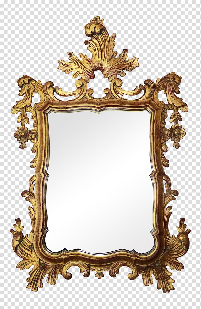 frame, Watercolor, Paint, Wet Ink, Mirror, Brass, Frame, Antique transparent background PNG clipart