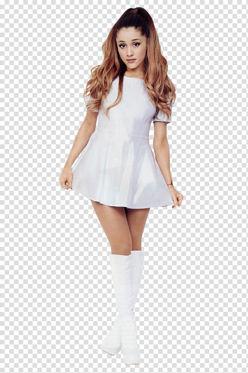 Ariana Grande , white long boots transparent background PNG clipart