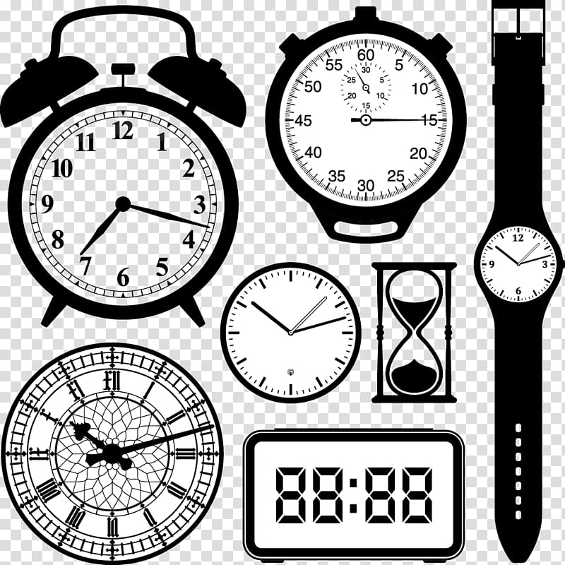 Clock Face, Alarm Clocks, Watch, Home Accessories, Black And White
, Wall Clock, Line transparent background PNG clipart