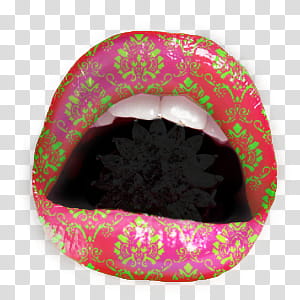 Cool Lips, pink and green floral lipstick art transparent background PNG clipart