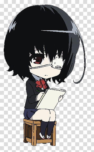 Misaki Mei De Renders, woman wearing black dress anime character illustration transparent background PNG clipart