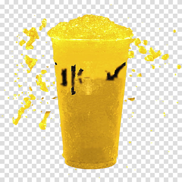 Glee Slushie, yellow liquid filled clear plastic cup art transparent background PNG clipart