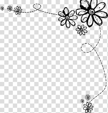 Cute Borders, white and black floral textile transparent background PNG clipart