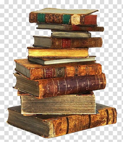 Old Books, labeled book lot transparent background PNG clipart