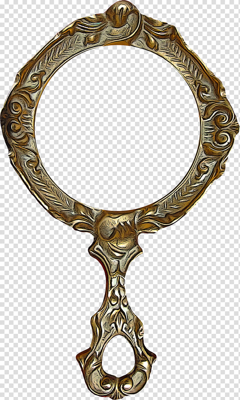 mirror bronze metal brass antique, Makeup Mirror transparent background PNG clipart