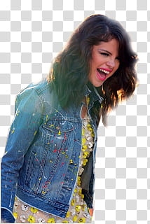 Varia, Selena Gomez wearing blue denim jacket transparent background PNG clipart