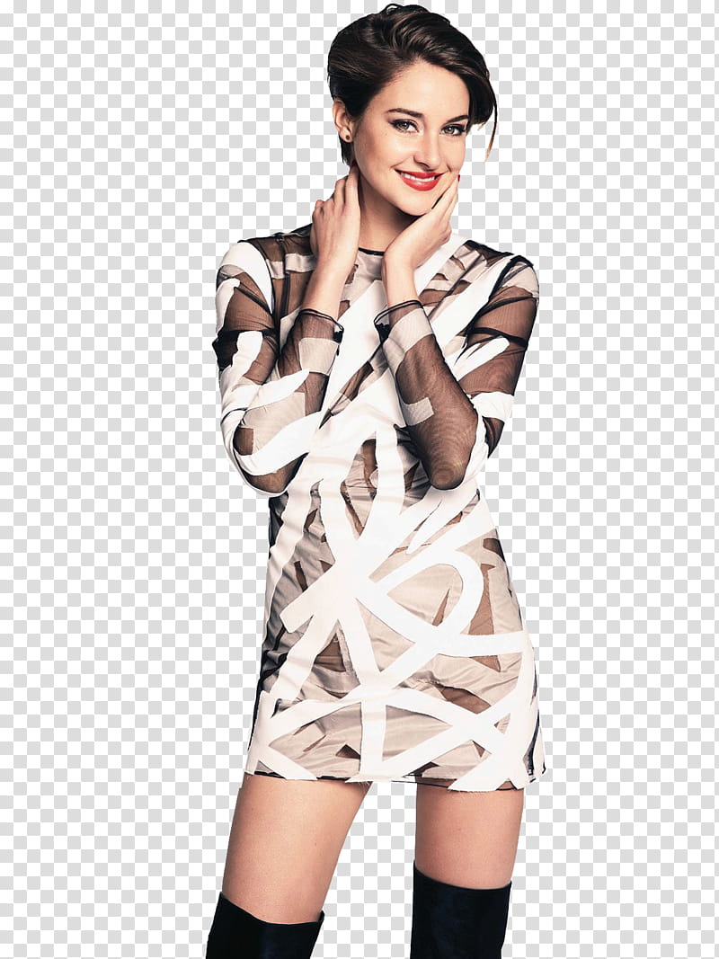  Shailene Woodley, woman in white and black dress transparent background PNG clipart