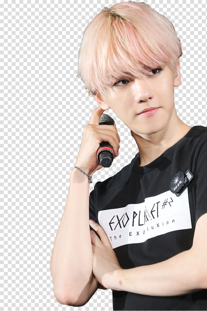 BAEKHYUN EXO, men's black and white shirt transparent background PNG clipart