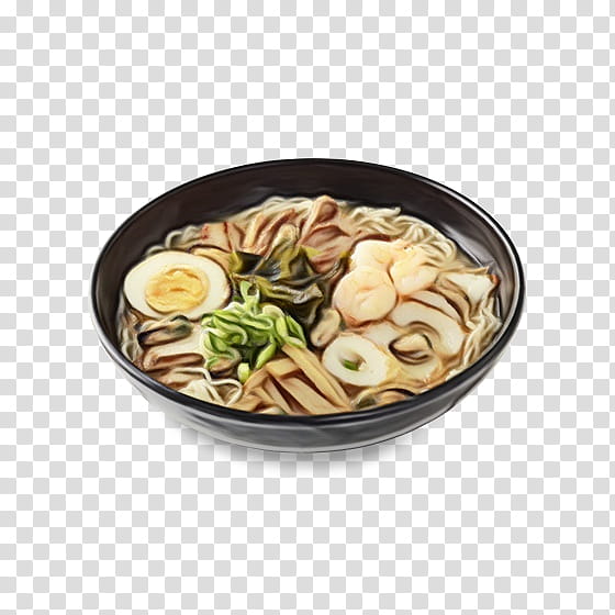 dish cuisine food udon ingredient, Watercolor, Paint, Wet Ink, Noodle, Noodle Soup, Ramen, Asian Soups transparent background PNG clipart