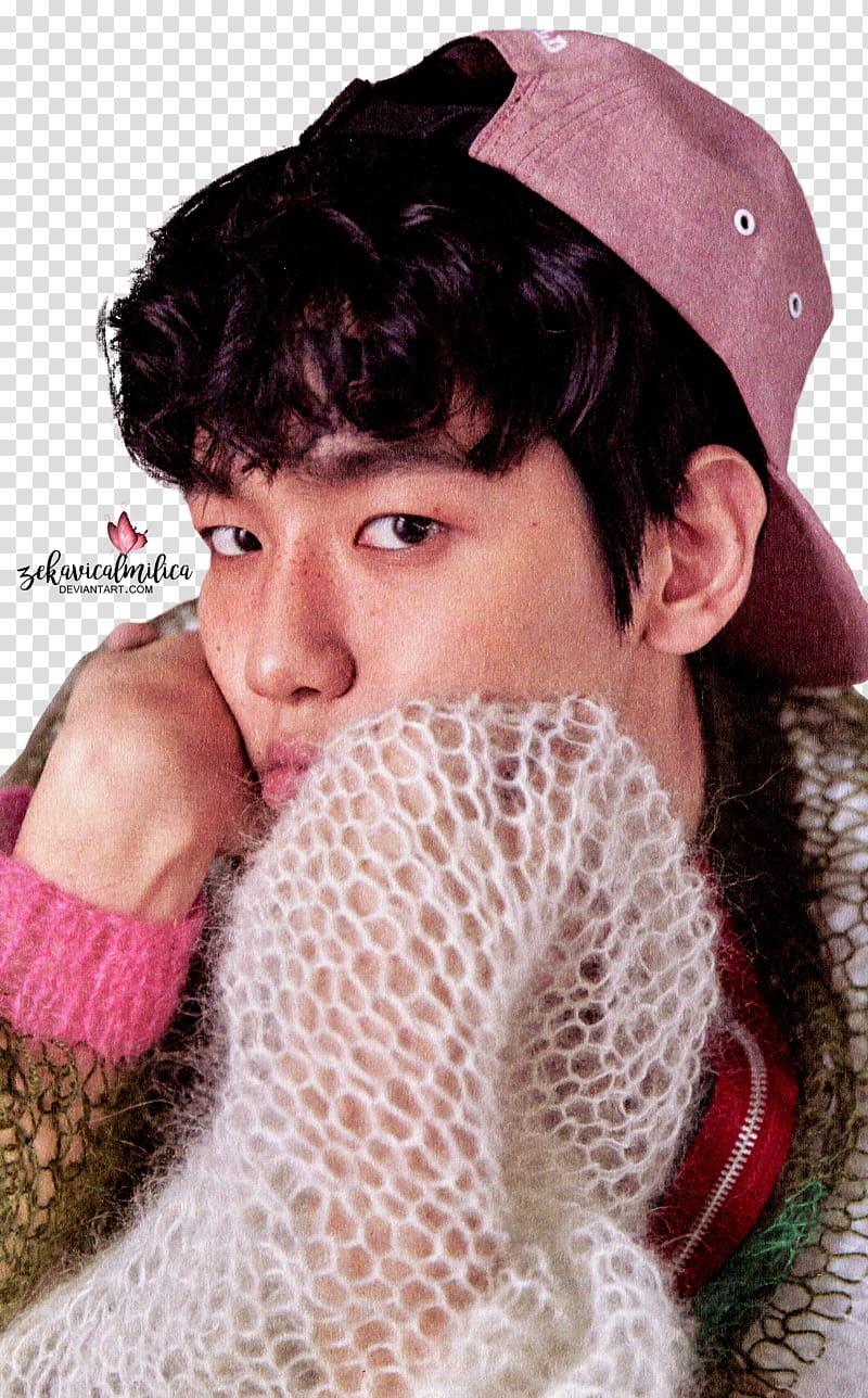 EXO Baekhyun Lucky One, man wearing purple cap transparent background PNG clipart