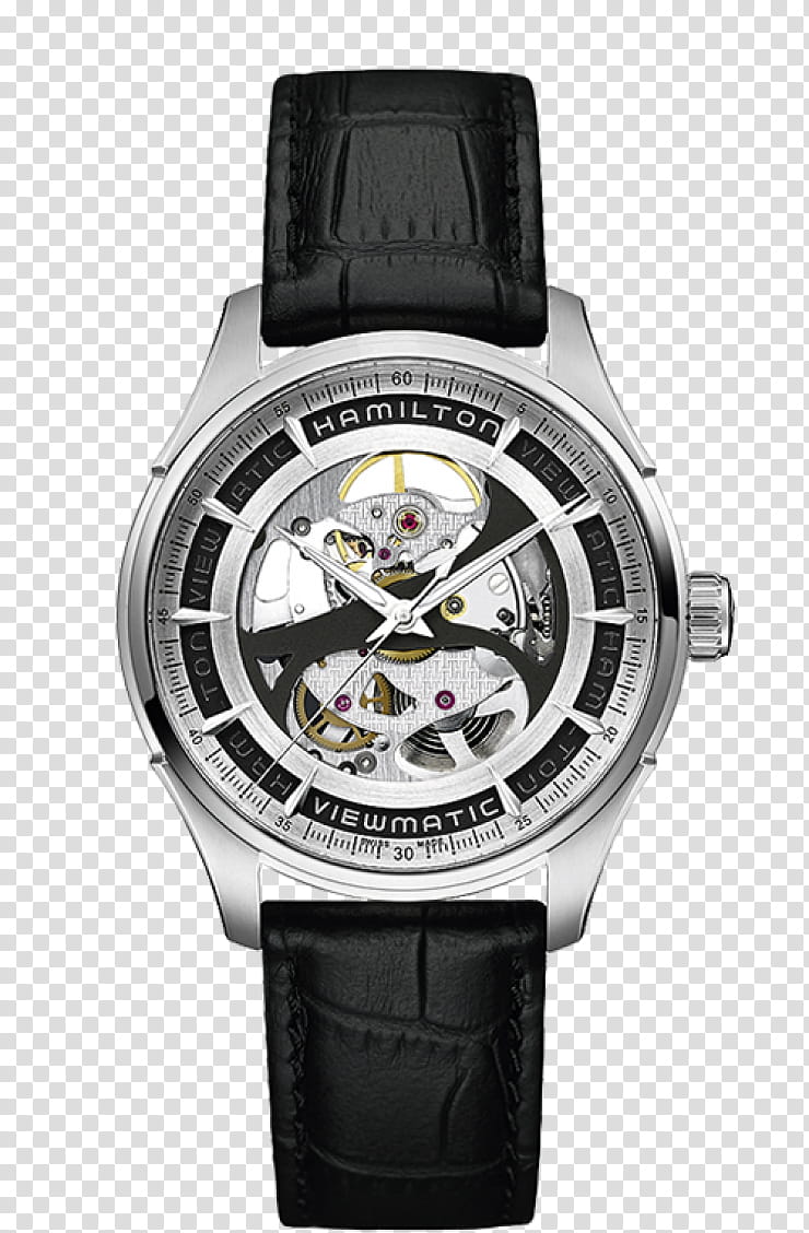 Clock, Hamilton Watch Company, Skeleton Watch, Automatic Watch, Chronograph, Movement, Quartz Clock, Watchmaker, Jewellery, Hamilton Khaki King transparent background PNG clipart