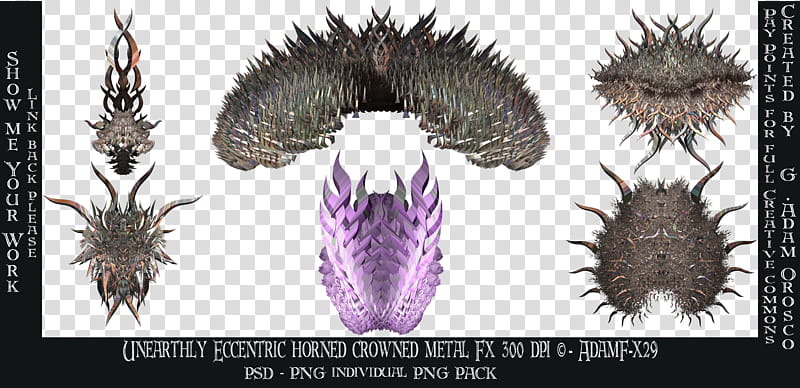 Unearthly Eccentric Horned Crowned Metal Fx, D of gray horns and spikes transparent background PNG clipart