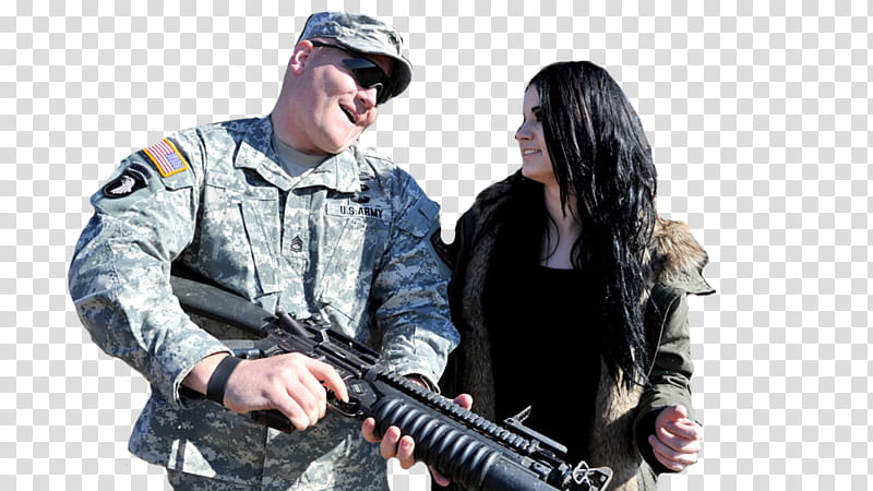 WWE Divas open fire at Fort Bennings weapons range, couple standing transparent background PNG clipart