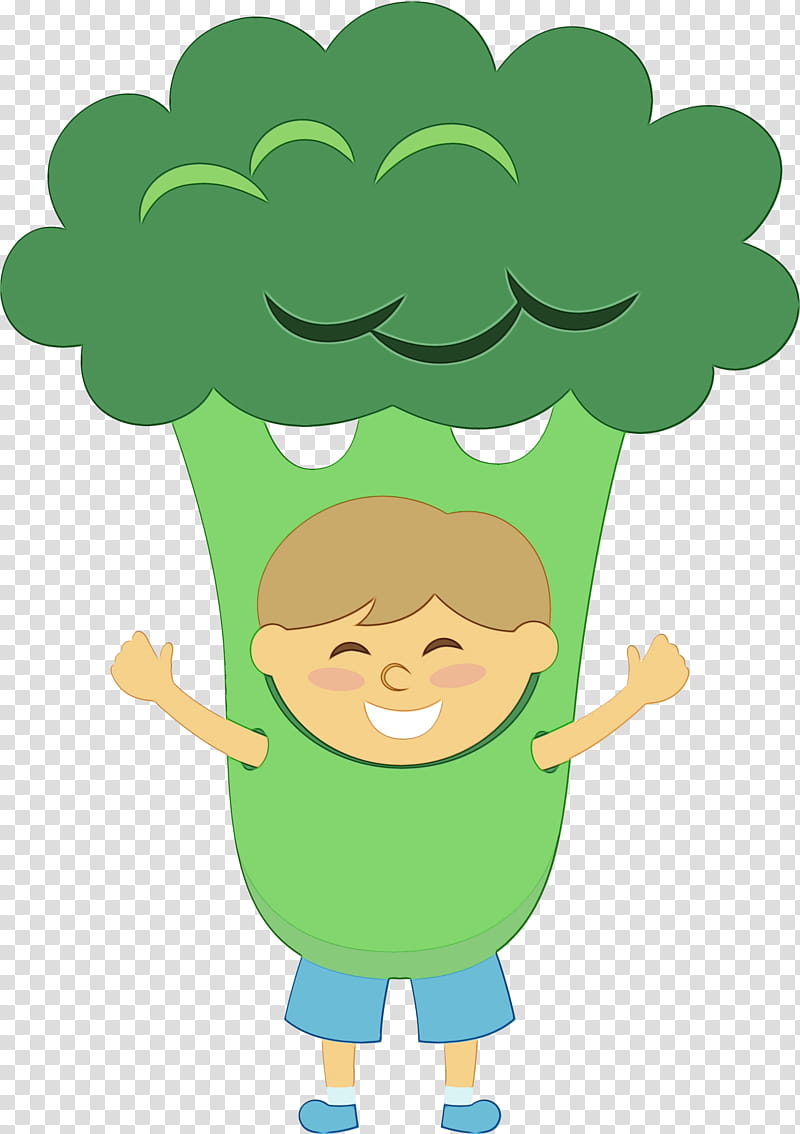 cartoon green cruciferous vegetables leaf vegetable, Watercolor, Paint, Wet Ink, Cartoon, Broccoli, Happy, Plant transparent background PNG clipart