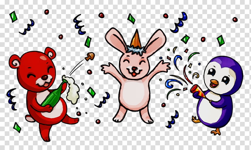 cartoon happy rabbits and hares smile, Watercolor, Paint, Wet Ink, Cartoon transparent background PNG clipart