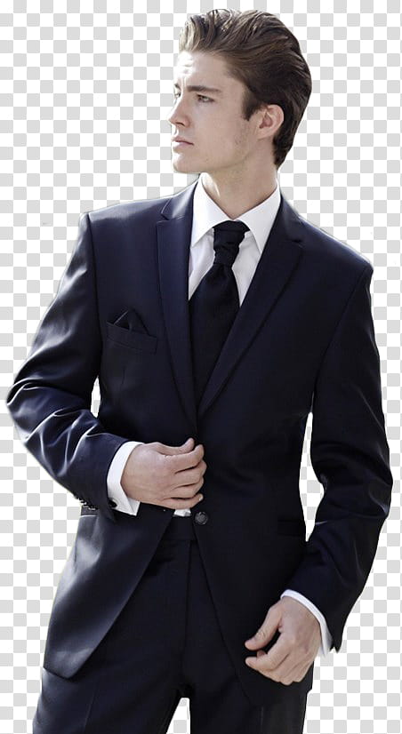 Male Model , man wearing black notched lapel suit jacket transparent background PNG clipart
