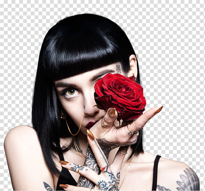 Hannah Snowdon, woman holding red rose transparent background PNG clipart