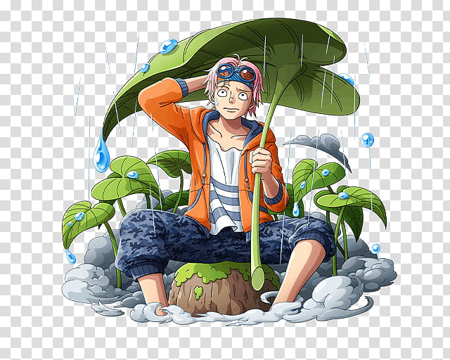 Co, male character holding taro leaf illustration transparent background PNG clipart