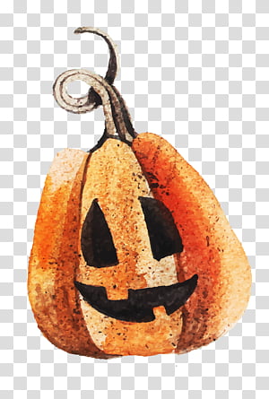 Halloween Food, Calabaza, Halloween Pumpkins, Watercolor Painting, Drawing, Halloween 
, Orange, Jackolantern transparent background PNG clipart thumbnail