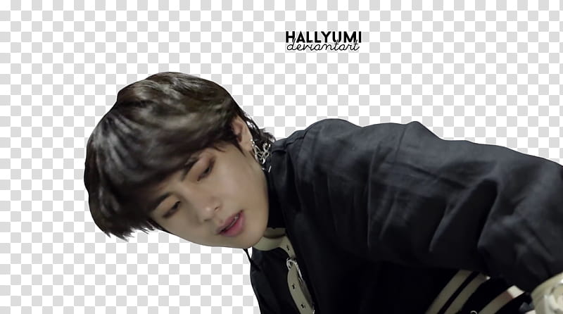 BTS FAKE LOVE, BTS Kim Taehyung wearing black and white shirt transparent background PNG clipart