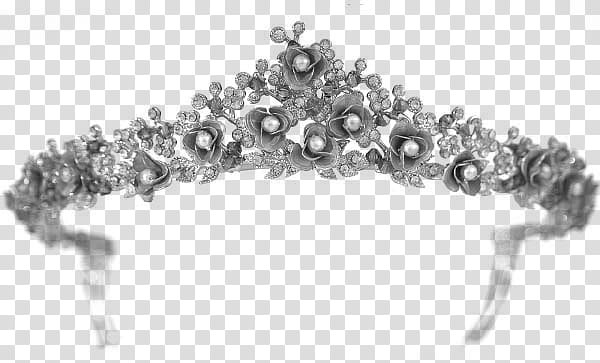 silver-colored white pearl floral tiara transparent background PNG clipart