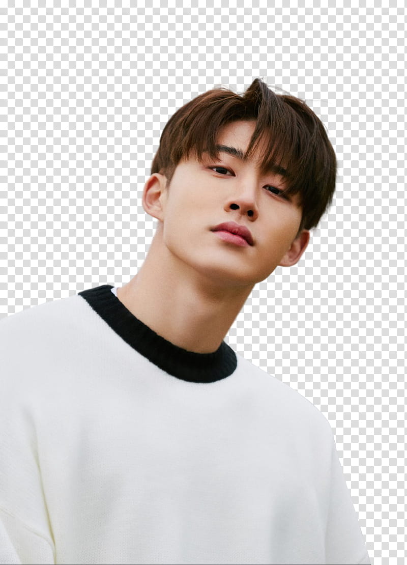 iKON Love Scenario P, man in black and white crew-neck shirt transparent background PNG clipart