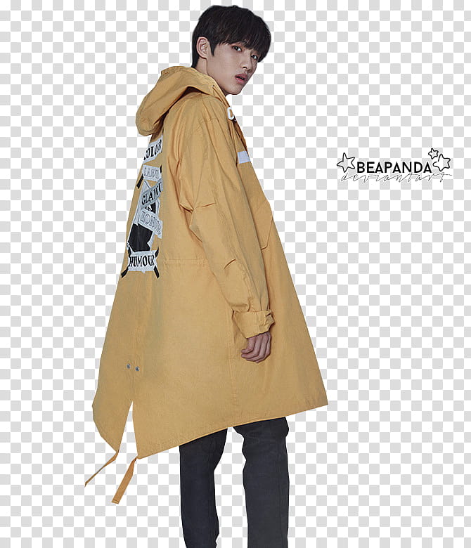 NCT , men's yellow rain coat transparent background PNG clipart