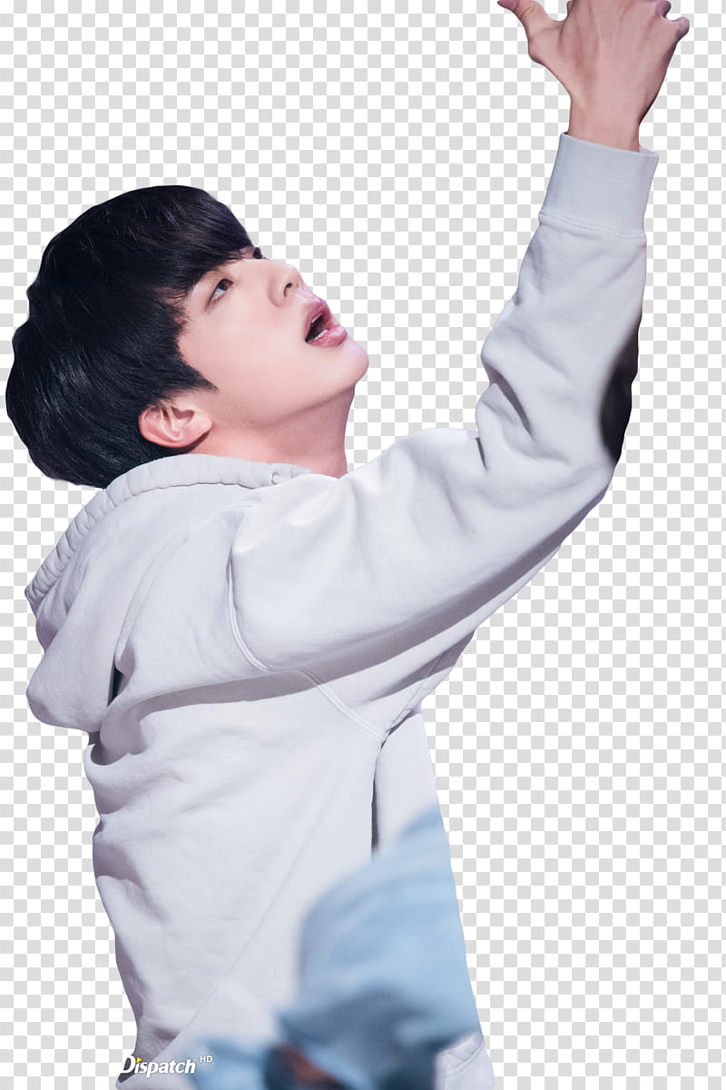 Seokjin BTS, man raising his right hand transparent background PNG clipart