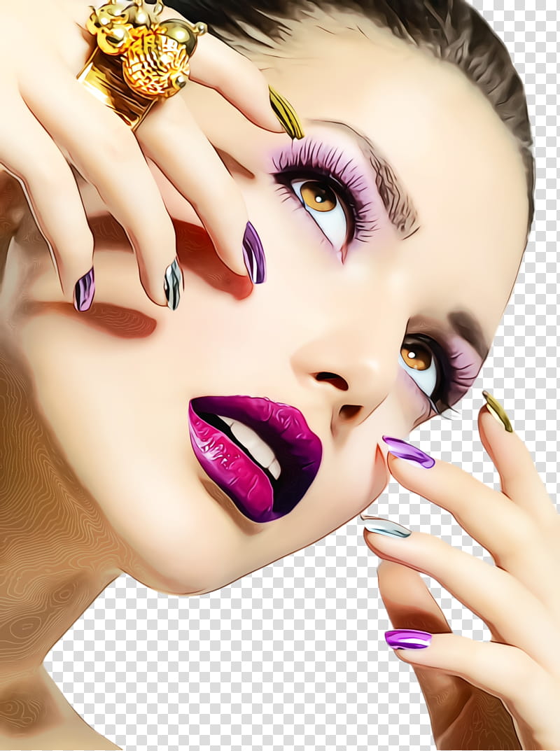 face nail skin eyebrow beauty, Watercolor, Paint, Wet Ink, Eyelash, Lip, Head, Manicure transparent background PNG clipart