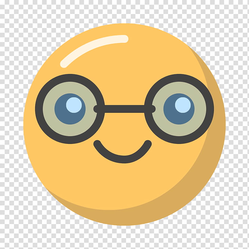 smiley nerd Emoticon emotion icon, Facial Expression, Yellow, Cartoon, Head, Eye, Circle transparent background PNG clipart