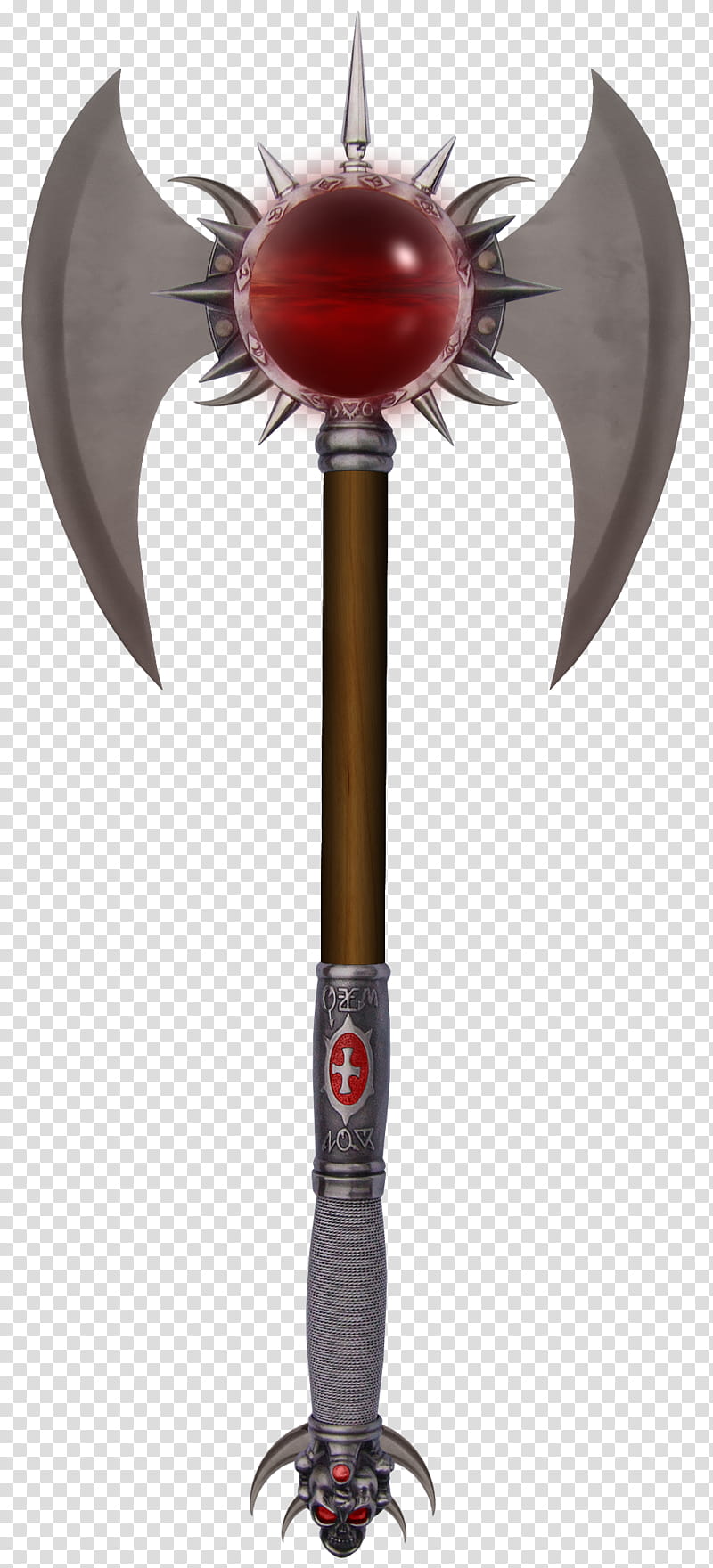 Funerium Weapon Red Axe, gray and brown battle ax transparent background PNG clipart