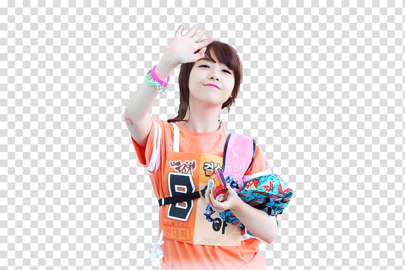 MINAH GIRL DAY, woman wearing orange sports jersey transparent background PNG clipart