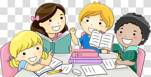 student studying in classroom cartoon