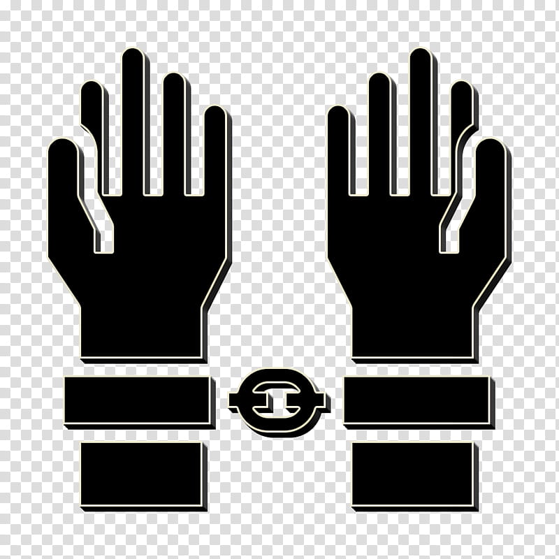 Crime icon Jail icon Handcuffs icon, Glove, Personal Protective Equipment, Finger, Gesture, Safety Glove, Logo, Sports Gear transparent background PNG clipart