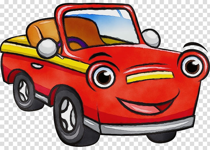 cartoon vehicle car yellow, Watercolor, Paint, Wet Ink, Cartoon transparent background PNG clipart