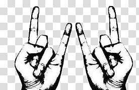 BLACK AND WHITE S, two hand signs transparent background PNG clipart