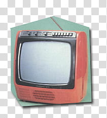 mix  electronic, orange and black vintage CRT television transparent background PNG clipart