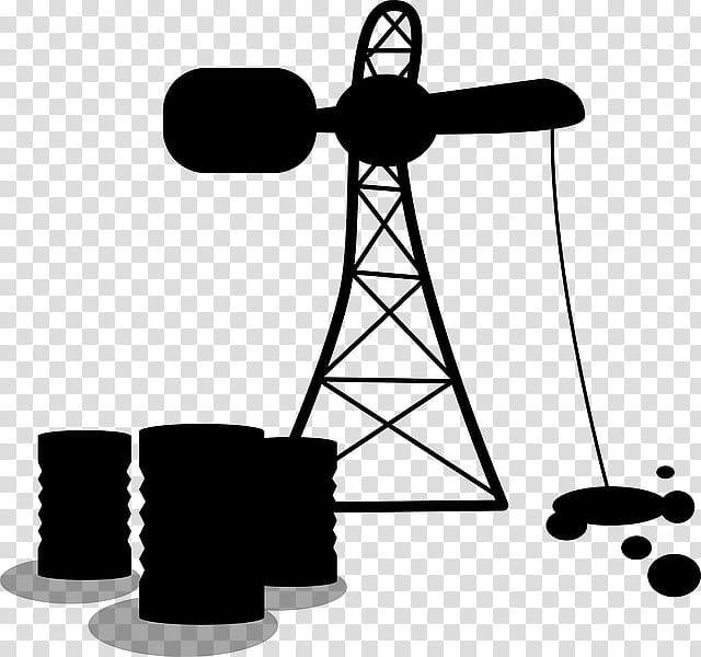 Oil, Petroleum, Oil Well, Drilling Rig, Oil Platform, Barrel, Cartoon, Blackandwhite transparent background PNG clipart
