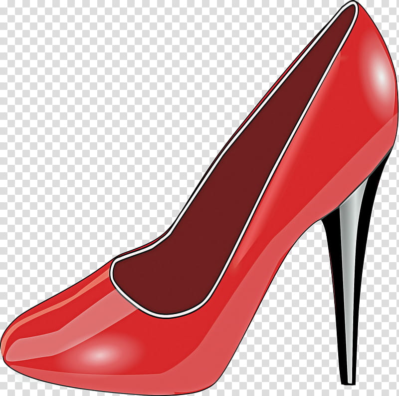 footwear high heels red basic pump court shoe, Carmine transparent background PNG clipart